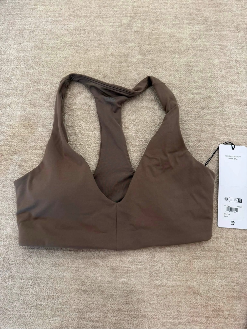 ALO Yoga V-Neck Racerback Sports Bralette - Brown